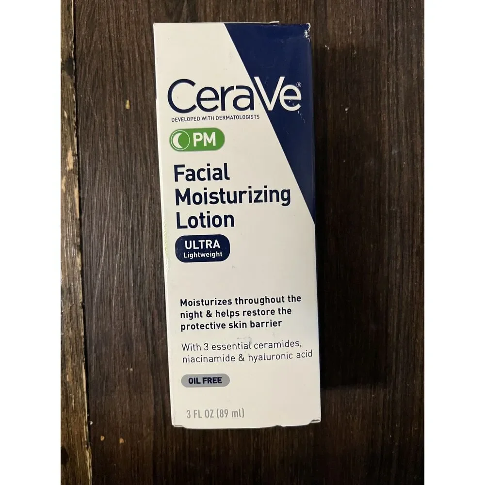 CeraVe PM Night Facial Moisturizing Lotion Oil-Free Fragrance-Free 3 fl oz
